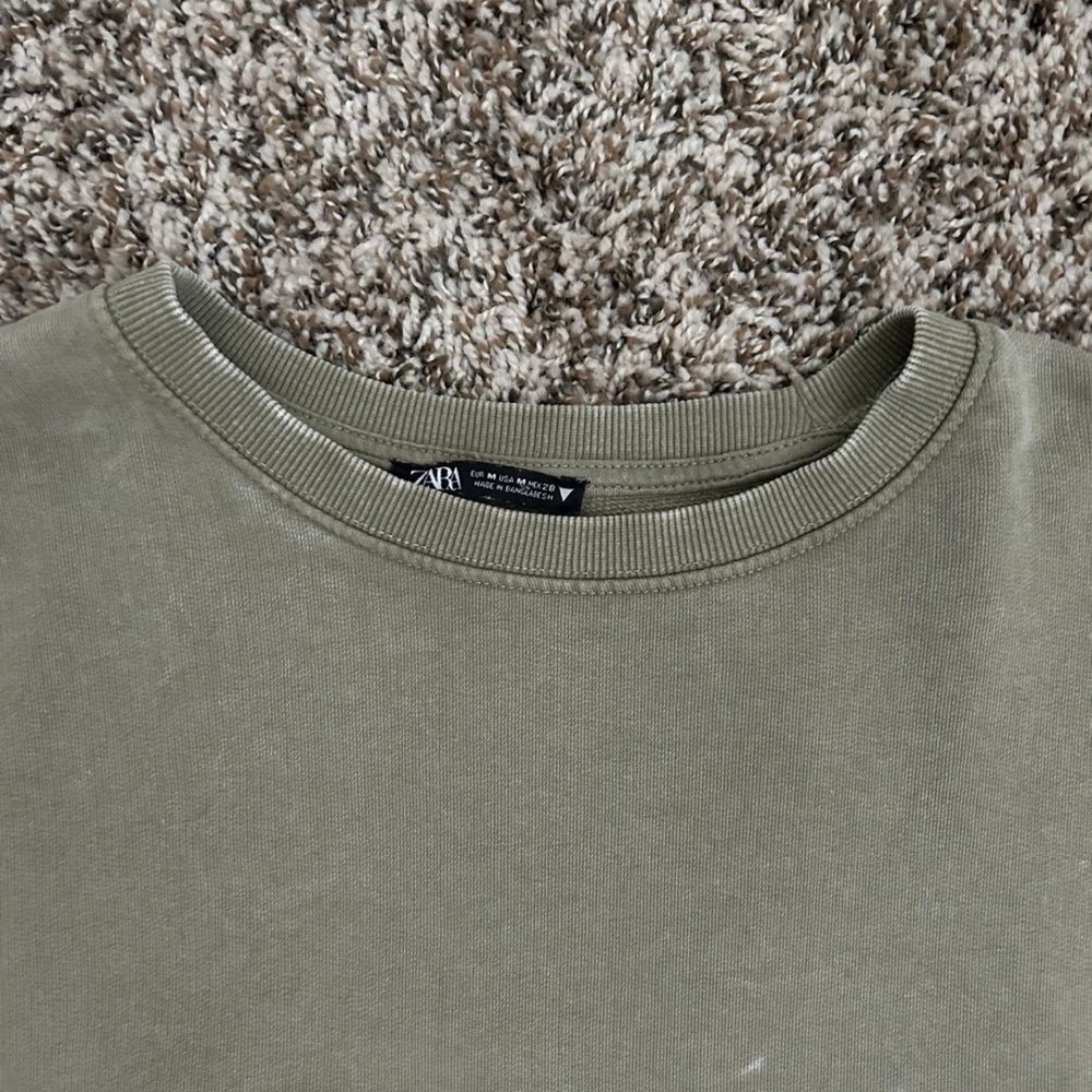 Zara Solid Green Sweatshirt - image 2